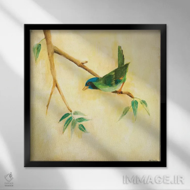 تابلو دکوراتیو آواز پرنده ۳ اثر جیل مارتین - نمای قابدار مشکی