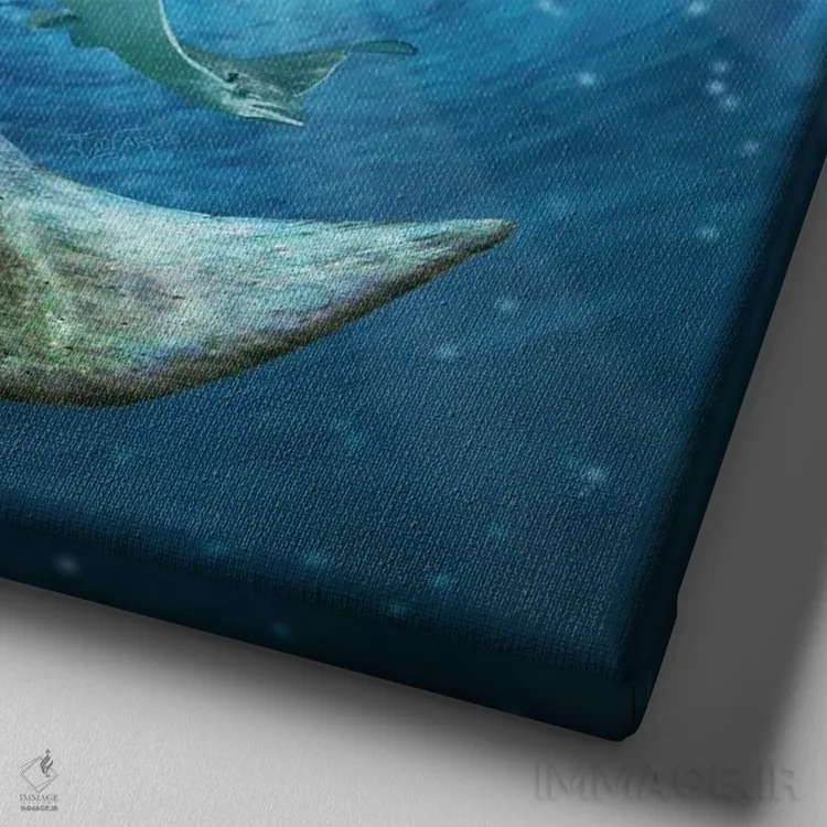 تابلو دکوراتیو مارماهیان اثر جری لوفارو - نمای نزدیک بافت بوم