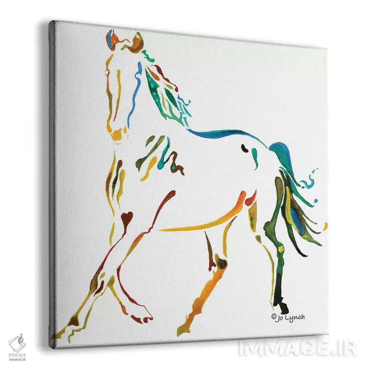 تابلو دکوراتیو اسب رنگارنگ دو اثر جو لینچ - نمای پرسپکتیو محصول