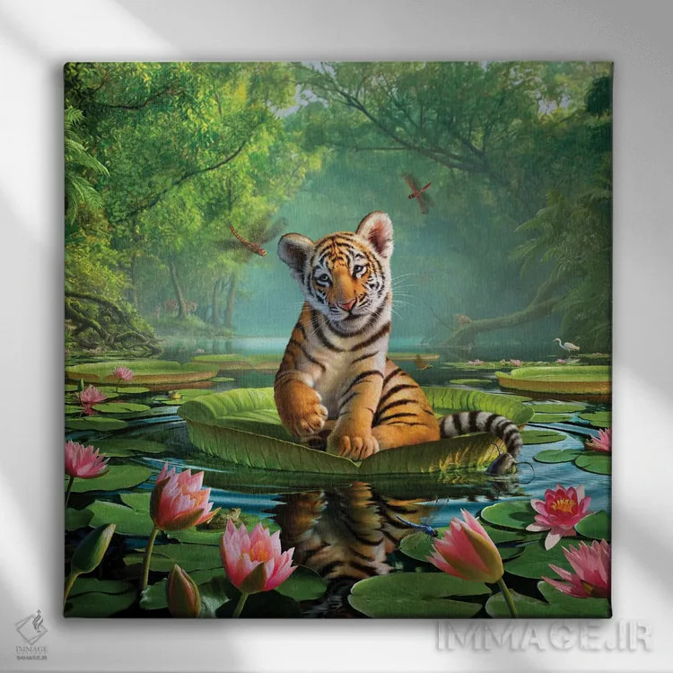 تابلو دکوراتیو سوسن ببر اثر جری لوفارو - نمای روبهرو روی دیوار