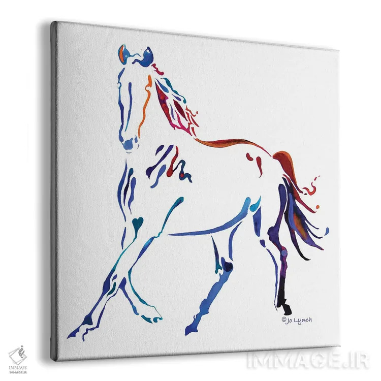 تابلو دکوراتیو اسب رنگارنگ سه اثر جو لینچ - نمای پرسپکتیو محصول