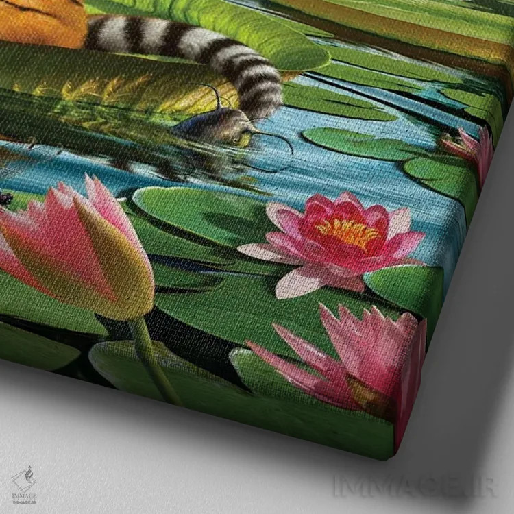 تابلو دکوراتیو سوسن ببر اثر جری لوفارو - نمای نزدیک بافت بوم