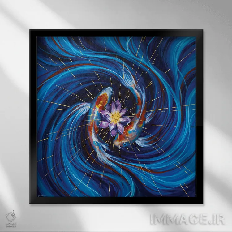 تابلو انتزاعی مرکز توفان اثر جکی لیو - نمای قابدار مشکی