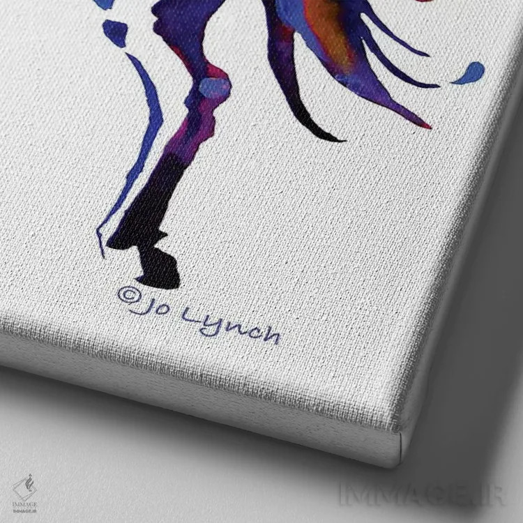 تابلو دکوراتیو اسب رنگارنگ سه اثر جو لینچ - نمای نزدیک بافت بوم