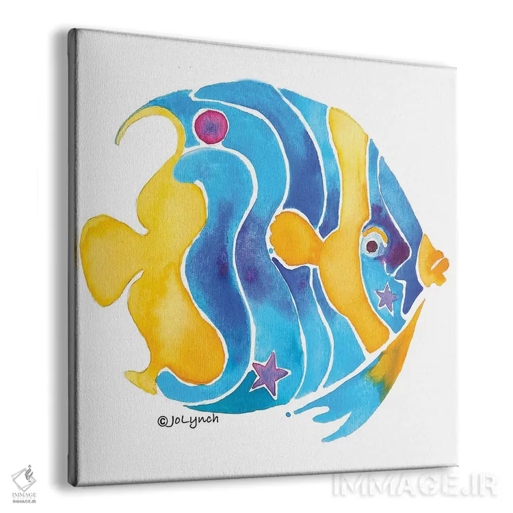 تابلو دکوراتیو ماهی فرشته آبی و زرد یک اثر جو لینچ - نمای پرسپکتیو محصول