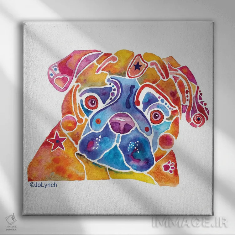 تابلو دکوراتیو سگ پاگ خیالی اثر جو لینچ - نمای روبهرو روی دیوار