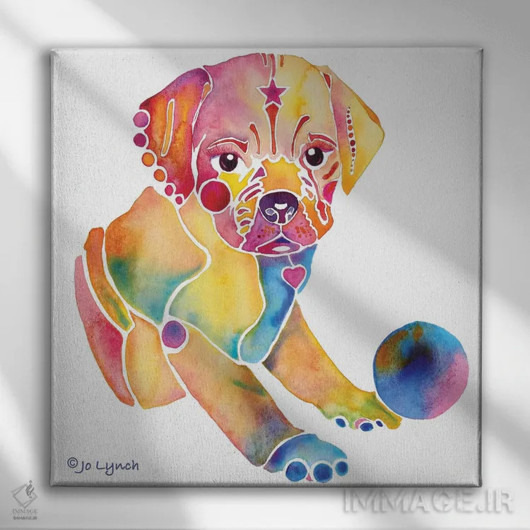 تابلو دکوراتیو توله سگ پاگل اثر جو لینچ - نمای روبهرو روی دیوار