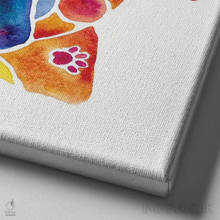 تابلو دکوراتیو سگ پاگ خیالی اثر جو لینچ - نمای نزدیک بافت بوم