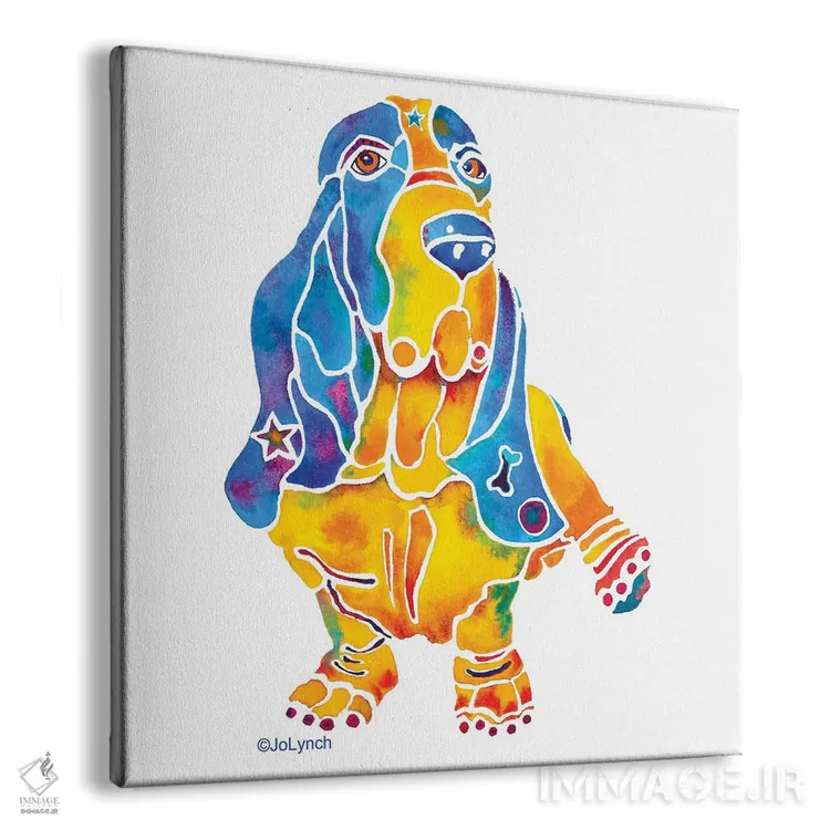 تابلو دکوراتیو سگ بیلی باست هوند روی زمینه سفید اثر جو لینچ - نمای پرسپکتیو محصول