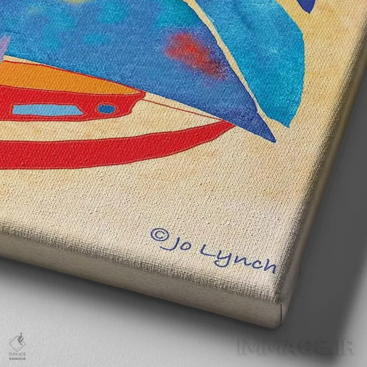 تابلو دکوراتیو قایق بادبانی تابستانی اثر جو لینچ - نمای نزدیک بافت بوم