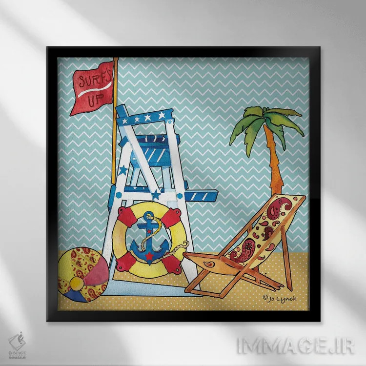 تابلو دکوراتیو زمان موج سواری اثر جو لینچ - نمای قابدار مشکی