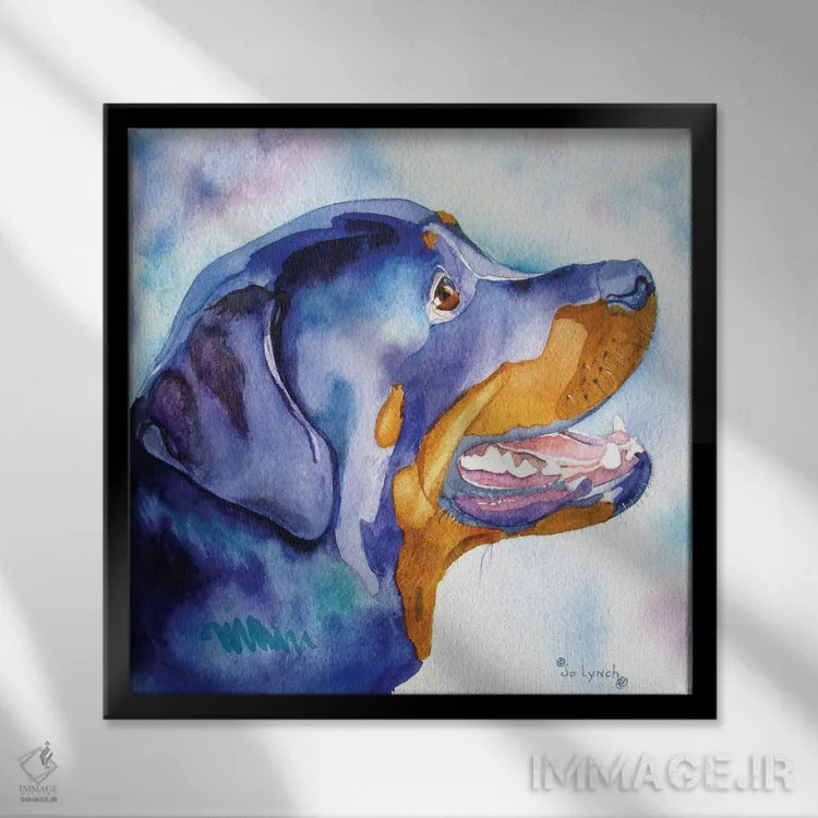 تابلو دکوراتیو بلوز راتویلر اثر جو لینچ - نمای قابدار مشکی