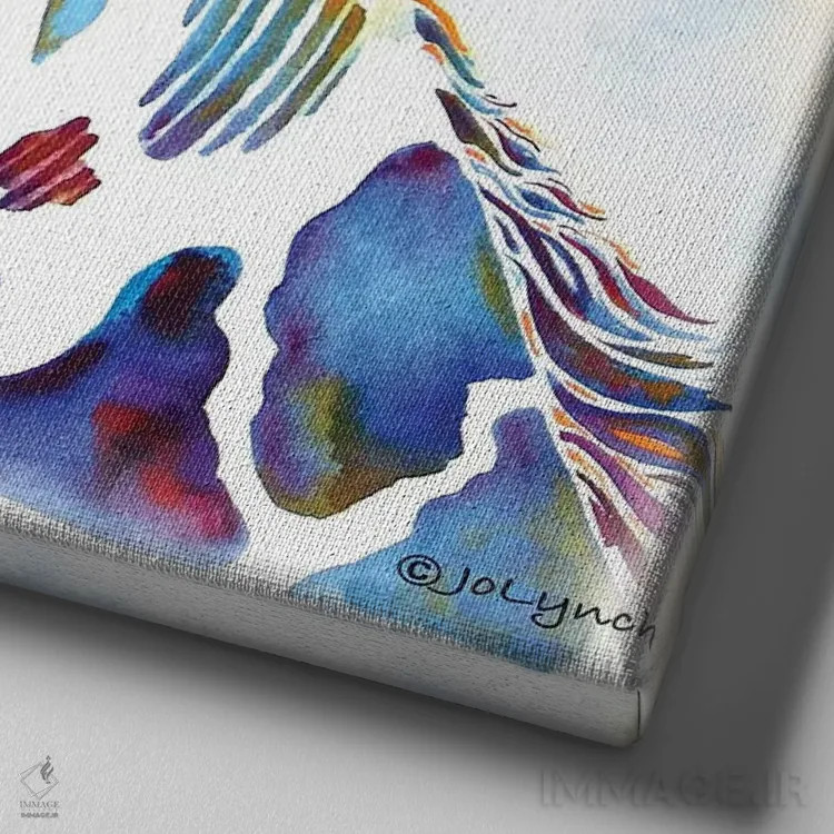 تابلو دکوراتیو زرافه وحشی اثر جو لینچ - نمای نزدیک بافت بوم