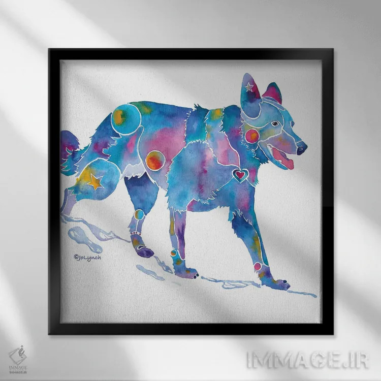 تابلو دکوراتیو سگ ژرمن شپرد اثر جو لینچ - نمای قابدار مشکی