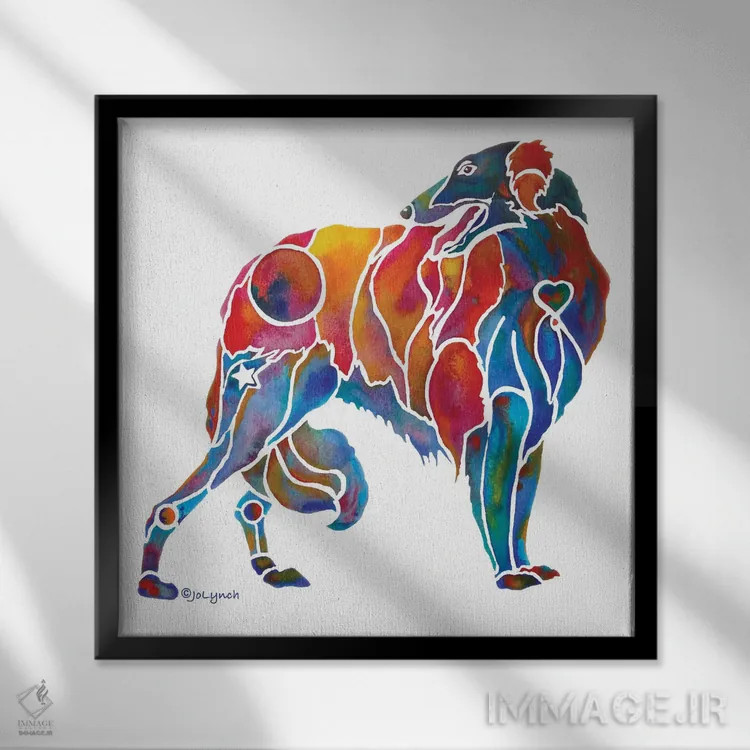 تابلو دکوراتیو سگ شکاری بورزوی اثر جو لینچ - نمای قابدار مشکی