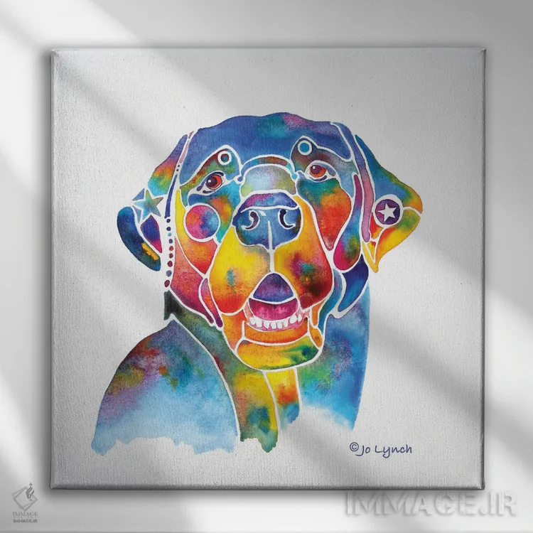 تابلو دکوراتیو لابرادور سیاه اثر جو لینچ - نمای روبهرو روی دیوار