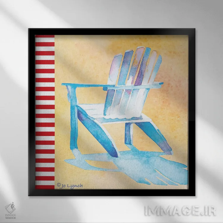 تابلو دکوراتیو صندلی ساحلی شماره دو اثر جو لینچ - نمای قابدار مشکی