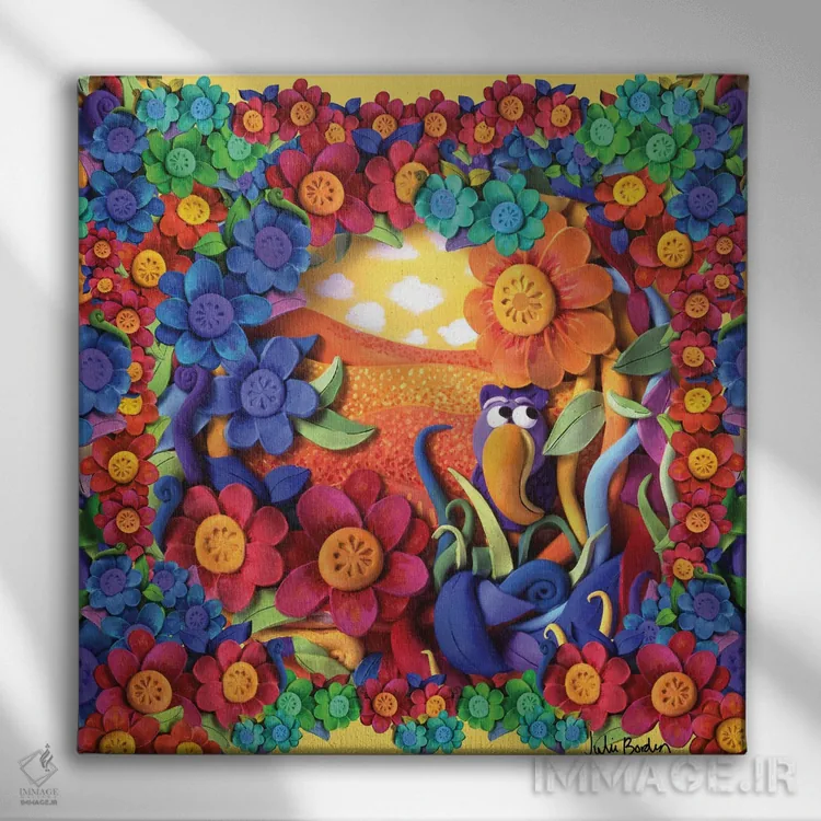 تابلو دکوراتیو پرنده تابستانی اثر جولیز - نمای روبهرو روی دیوار