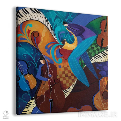 تابلو انتزاعی نوازندگان موسیقی اثر جولیز - نمای پرسپکتیو محصول