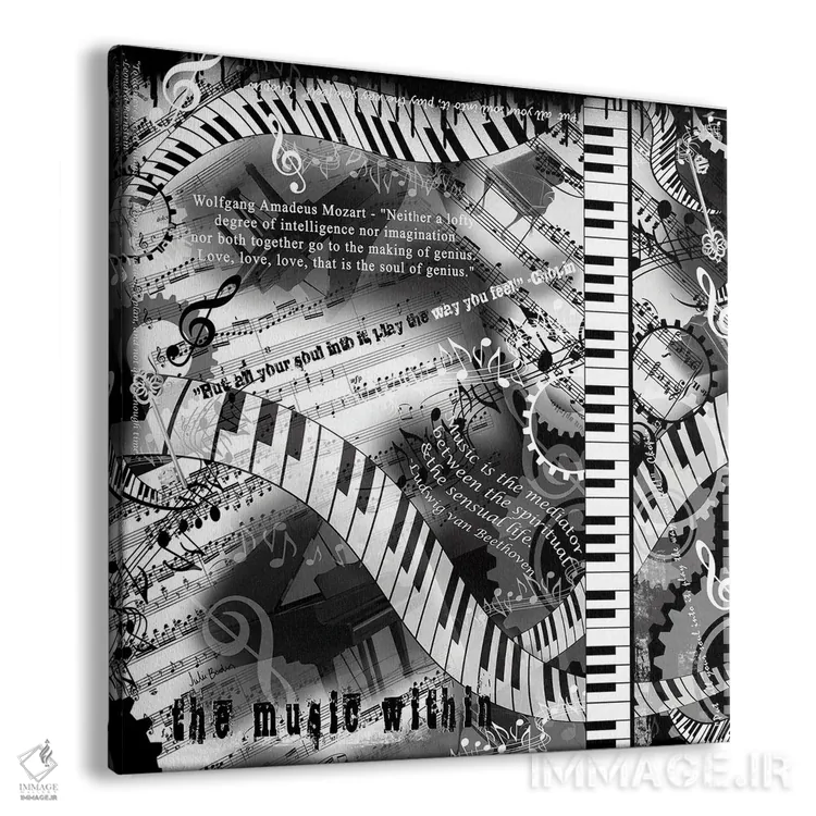 تابلو دکوراتیو نقل قول های پیانو اثر جولیز - نمای پرسپکتیو محصول