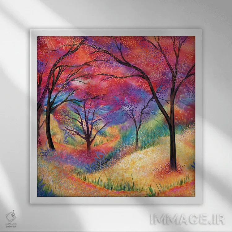 تابلو دکوراتیو پارک پر زرق وبرق اثر جولیز - نمای قابدار سفید