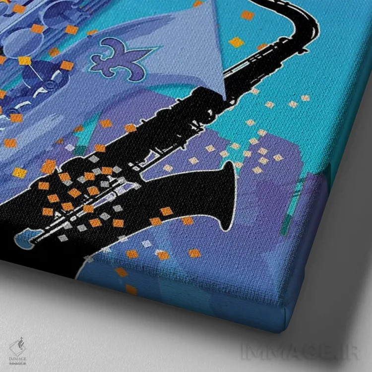 تابلو دکوراتیو اجرای جز آبی اثر جولیز - نمای نزدیک بافت بوم