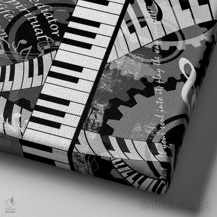 تابلو دکوراتیو نقل قول های پیانو اثر جولیز - نمای نزدیک بافت بوم