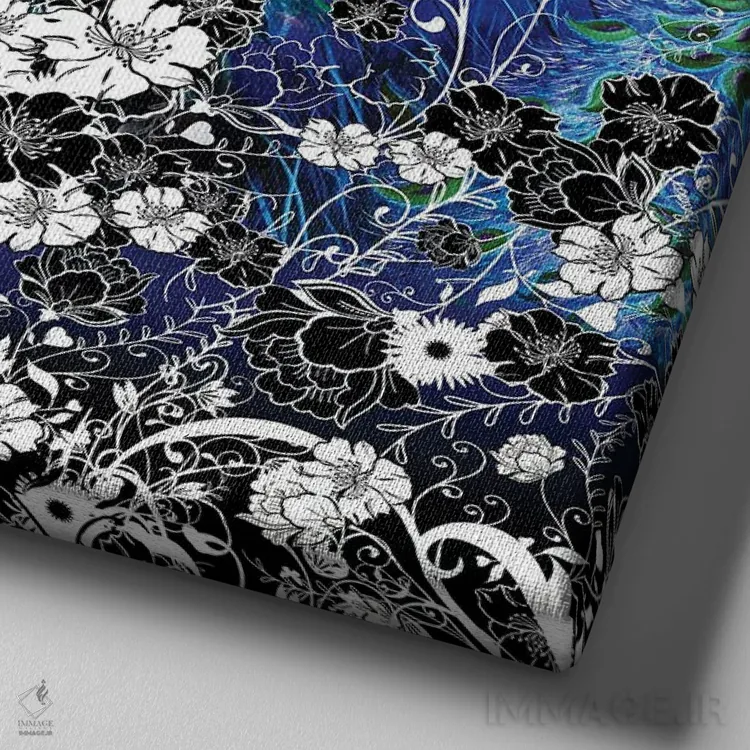 تابلو انتزاعی مربع باغ طاووس اثر جولیز - نمای نزدیک بافت بوم