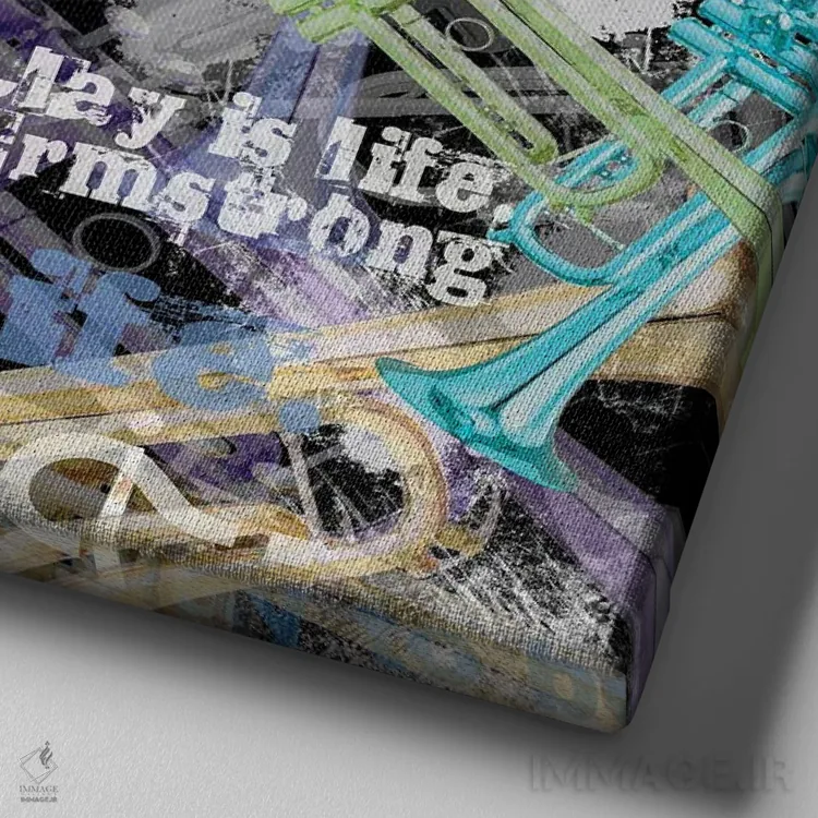 تابلو دکوراتیو نقل قول های ترومپت اثر جولیز - نمای نزدیک بافت بوم