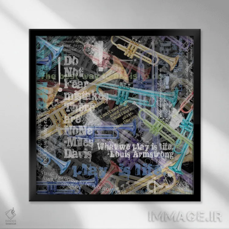 تابلو دکوراتیو نقل قول های ترومپت اثر جولیز - نمای قابدار مشکی