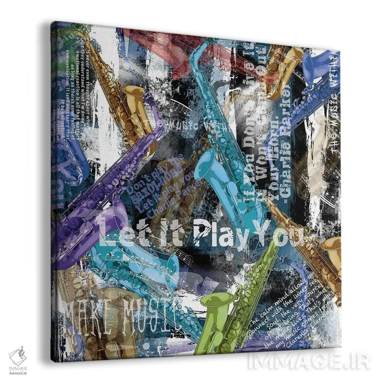 تابلو دکوراتیو نقل قول های نوازنده ساکسوفون اثر جولیز - نمای پرسپکتیو محصول