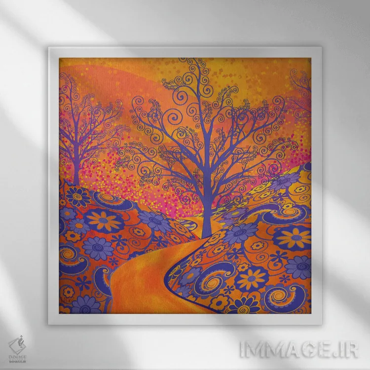 تابلو دکوراتیو پارک غروب اثر جولیز - نمای قابدار سفید