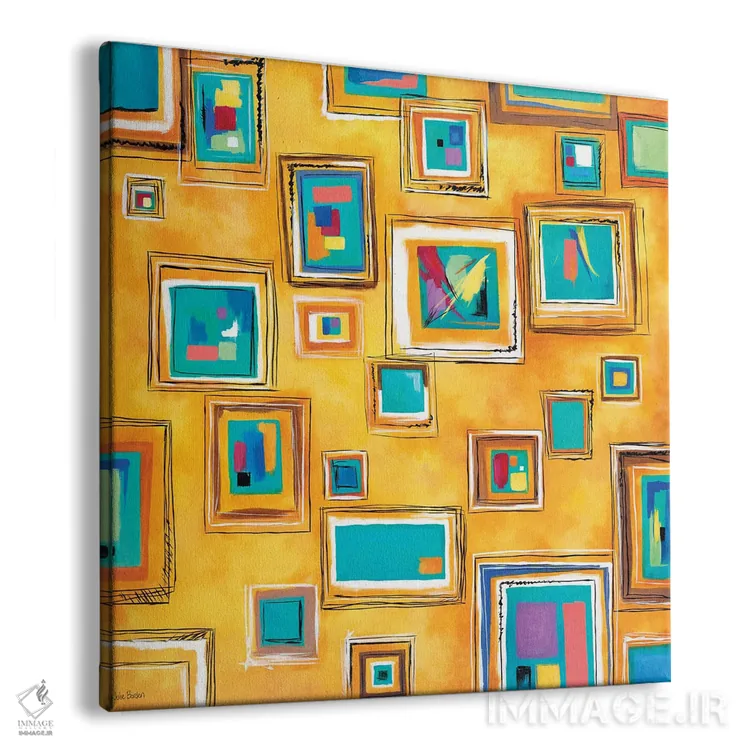 تابلو انتزاعی مربع هایی روی مربع اثر جولیز - نمای پرسپکتیو محصول