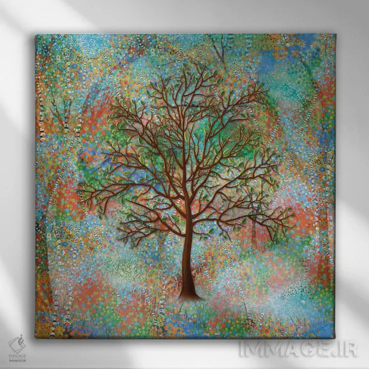 تابلو دکوراتیو درخت بهاری در پارک اثر جولیز - نمای روبهرو روی دیوار