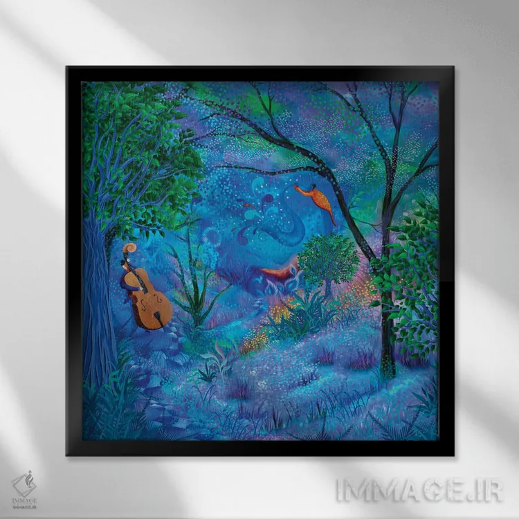 تابلو دکوراتیو شیپور خود را با صدای بلند بنواز اثر جولیز - نمای قابدار مشکی