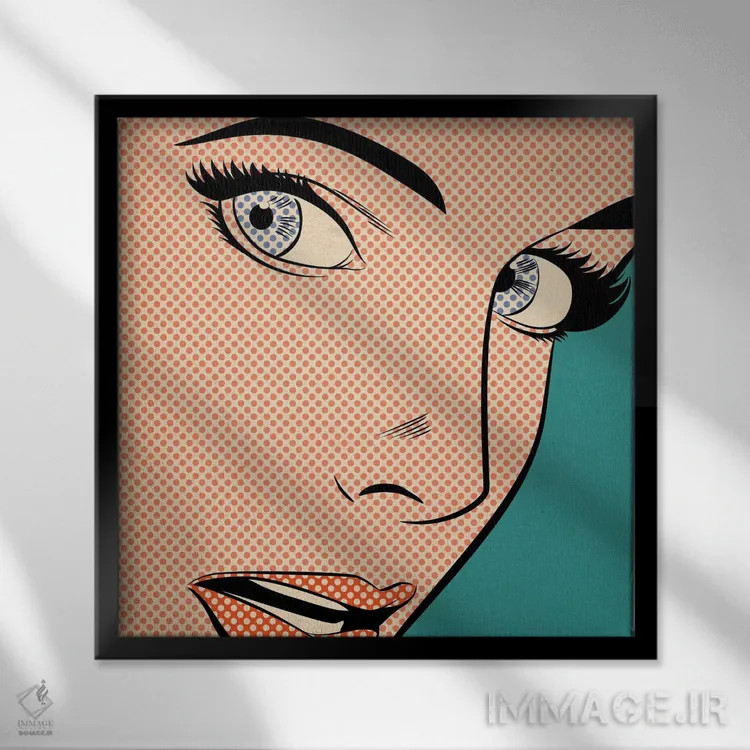 تابلو دکوراتیو زن پاپ آرت اثر جوزف مک درموت - نمای قابدار مشکی