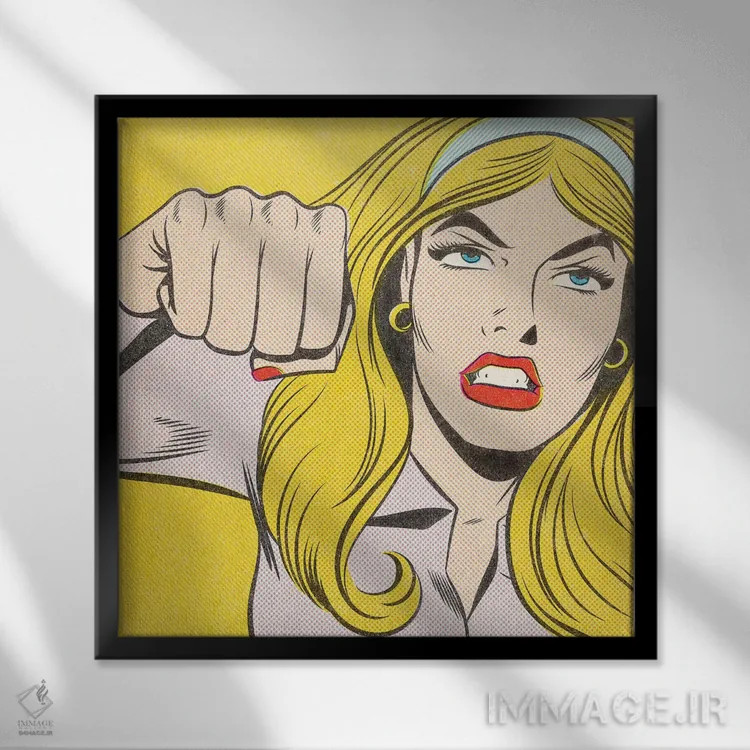 تابلو دکوراتیو زن مشت زن اثر جوزف مک درموت - نمای قابدار مشکی