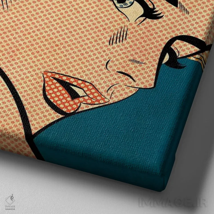 تابلو دکوراتیو دختر با گوشواره قرمز اثر جوزف مک درموت - نمای نزدیک بافت بوم