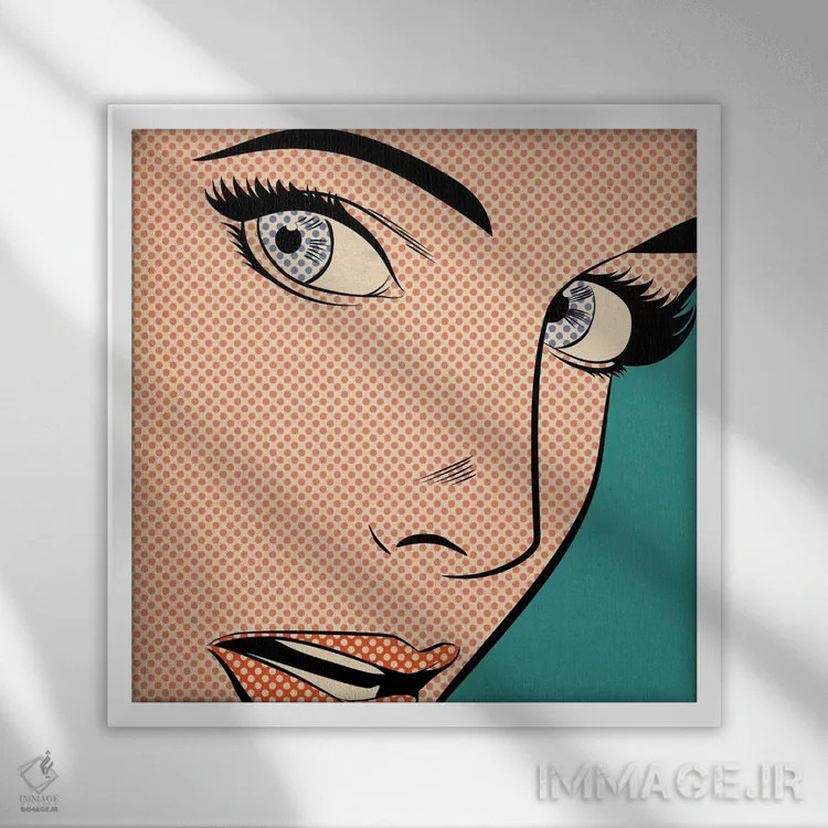 تابلو دکوراتیو زن پاپ آرت اثر جوزف مک درموت - نمای قابدار سفید