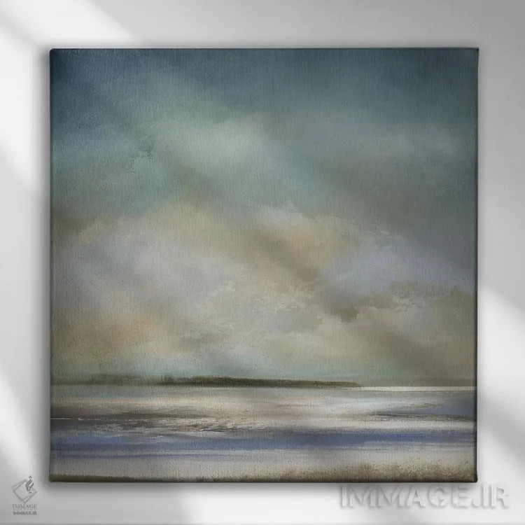 تابلو مینیمال ساحل صبحگاهی اثر جیک مسینا - نمای روبهرو روی دیوار