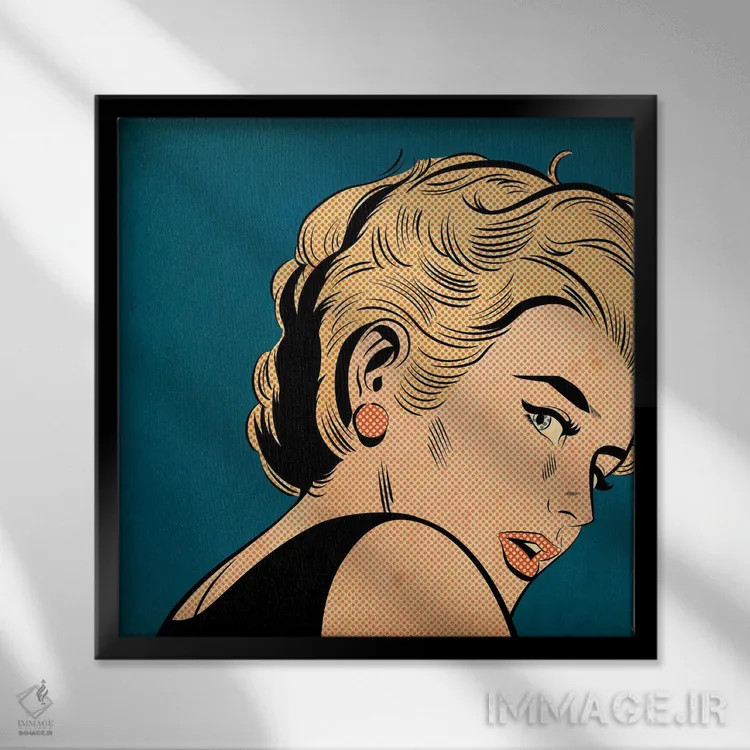 تابلو دکوراتیو دختر با گوشواره قرمز اثر جوزف مک درموت - نمای قابدار مشکی