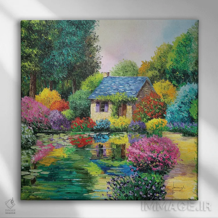 تابلو دکوراتیو خانه کوچک در جنگل اثر ژان-مارک یانیاچیک - نمای روبهرو روی دیوار