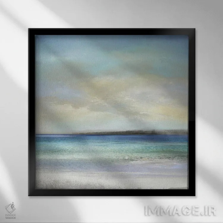 تابلو مینیمال در کنار ساحل اثر جیک مسینا - نمای قابدار مشکی