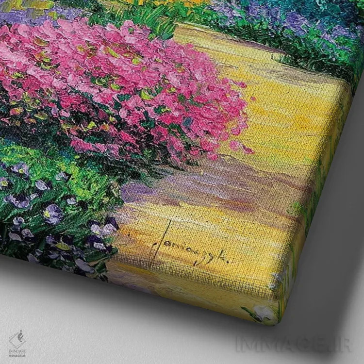 تابلو دکوراتیو خانه کوچک در جنگل اثر ژان-مارک یانیاچیک - نمای نزدیک بافت بوم