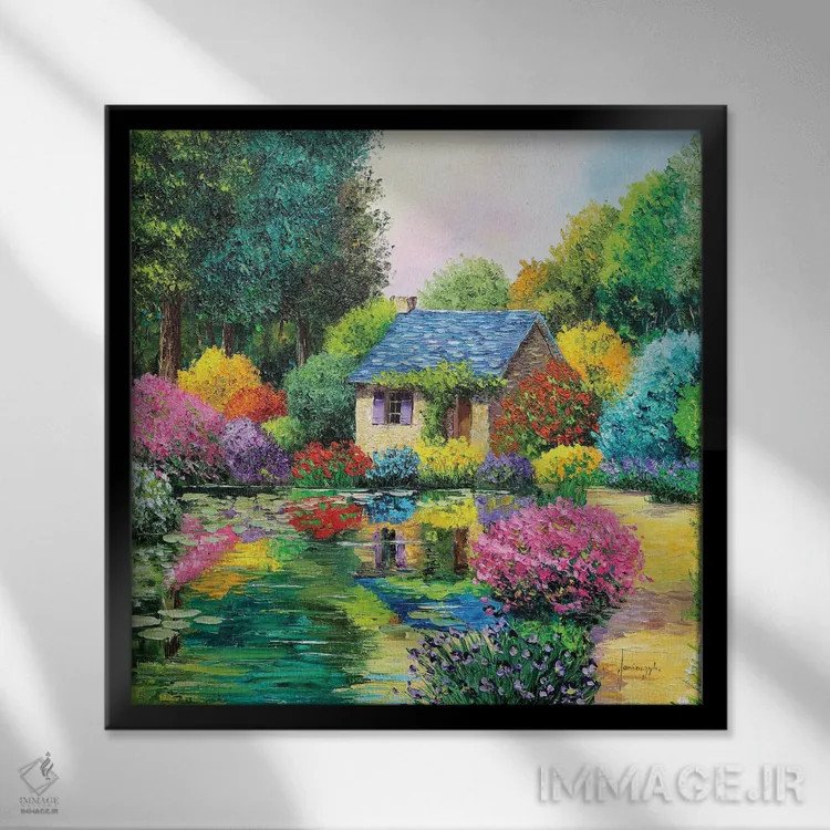تابلو دکوراتیو خانه کوچک در جنگل اثر ژان-مارک یانیاچیک - نمای قابدار مشکی