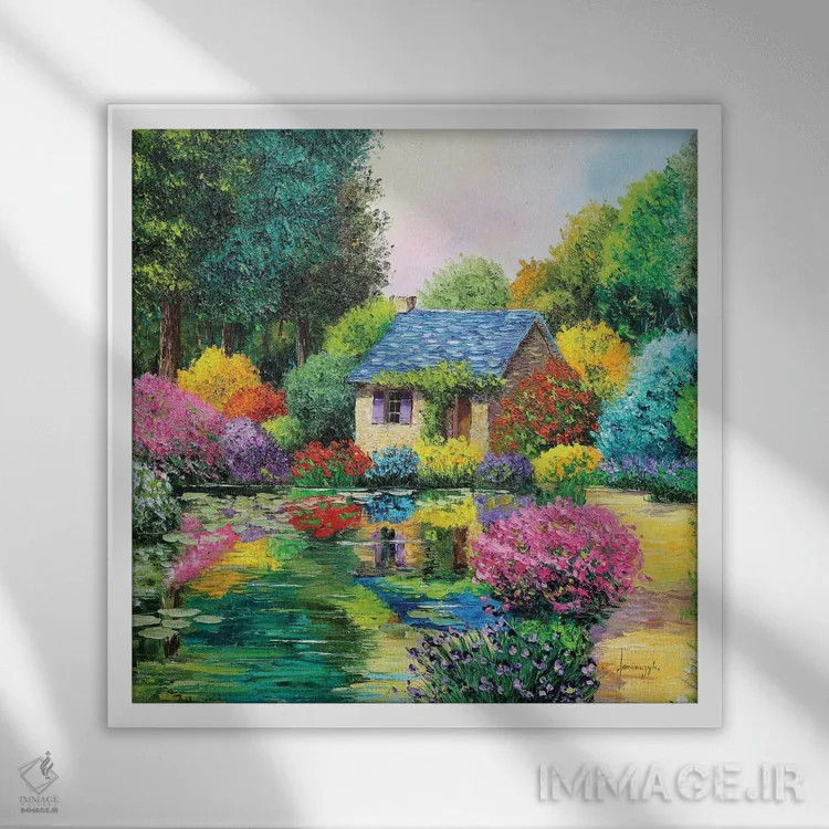 تابلو دکوراتیو خانه کوچک در جنگل اثر ژان-مارک یانیاچیک - نمای قابدار سفید