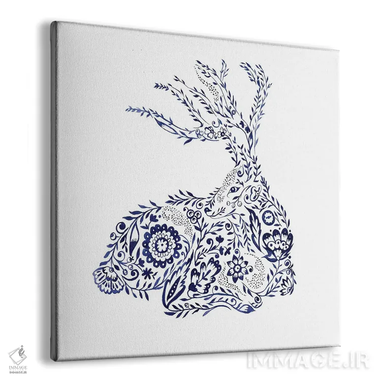 تابلو دکوراتیو گوزن گل دار فولکلور اثر ژاکلین مالدونادو - نمای پرسپکتیو محصول