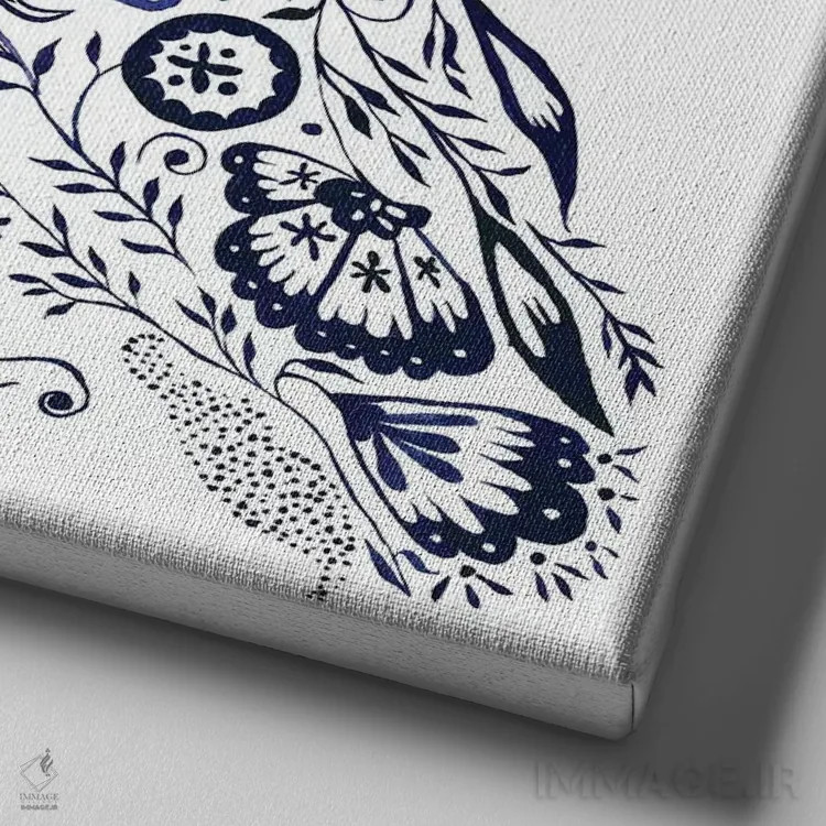 تابلو مدرن جغد گل دار فولکلور اثر ژاکلین مالدونادو - نمای نزدیک بافت بوم