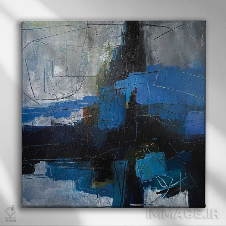 تابلو انتزاعی کنتیفی جاز اثر جین ام. رابینسون - نمای روبهرو روی دیوار