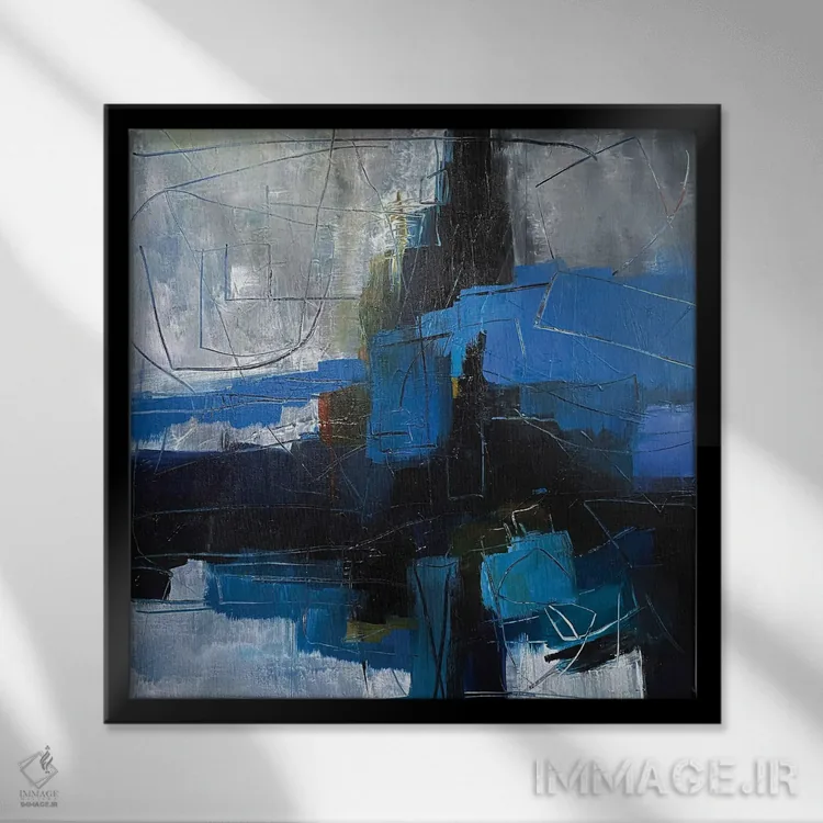 تابلو انتزاعی کنتیفی جاز اثر جین ام. رابینسون - نمای قابدار مشکی